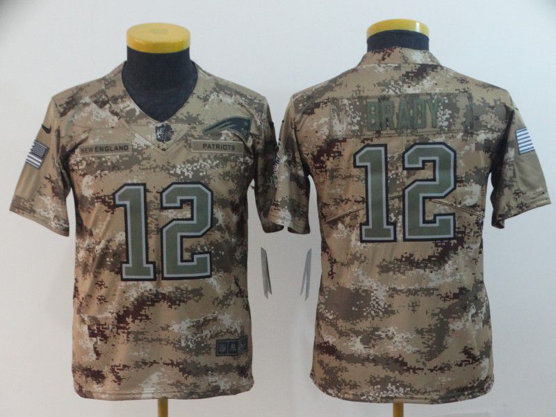 Youth New England Patriots #12 Braby Nike Camo Salute to Service Limited NFL Jersey